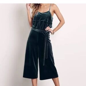 NEW Ali & Jay Hustle Culotte Green Velvet Jumpsuit Size Small, NWOT